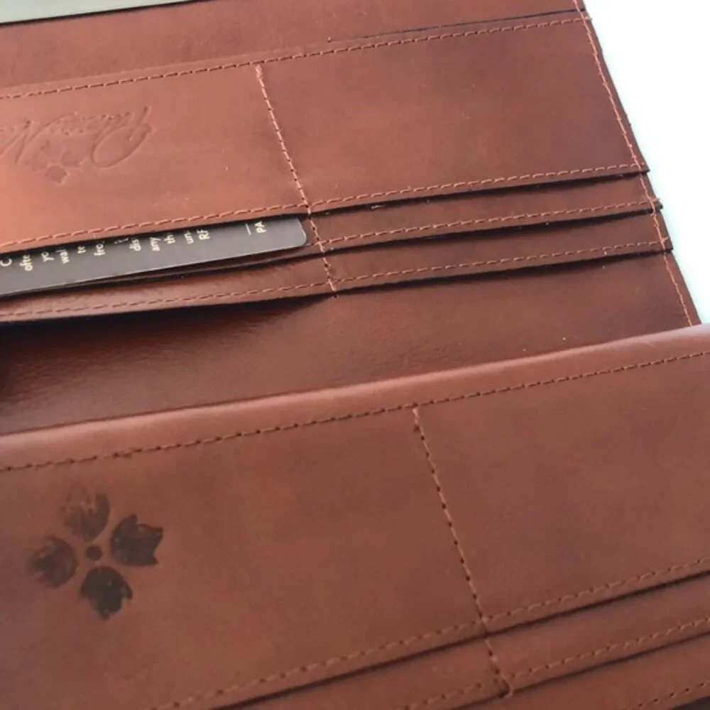 Patricia Nash Cauchy Leather Frame Wallet Floral Prairie Rose RFID Tan Red